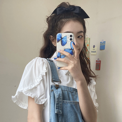 衬衣2020春季新款韩版宽松短袖衬衫女设计感小众百搭洋气上衣学生