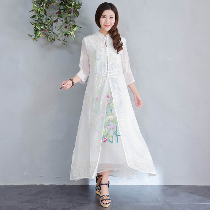 2018 A summer literature Cardigan coat Ethnic style Embroidery organza Long sleeve coat Anti sai Women's wearin the Women's clothing/Boutique , Jacket category - from Buy2taobao.com to provide professional Taobao agent buy service