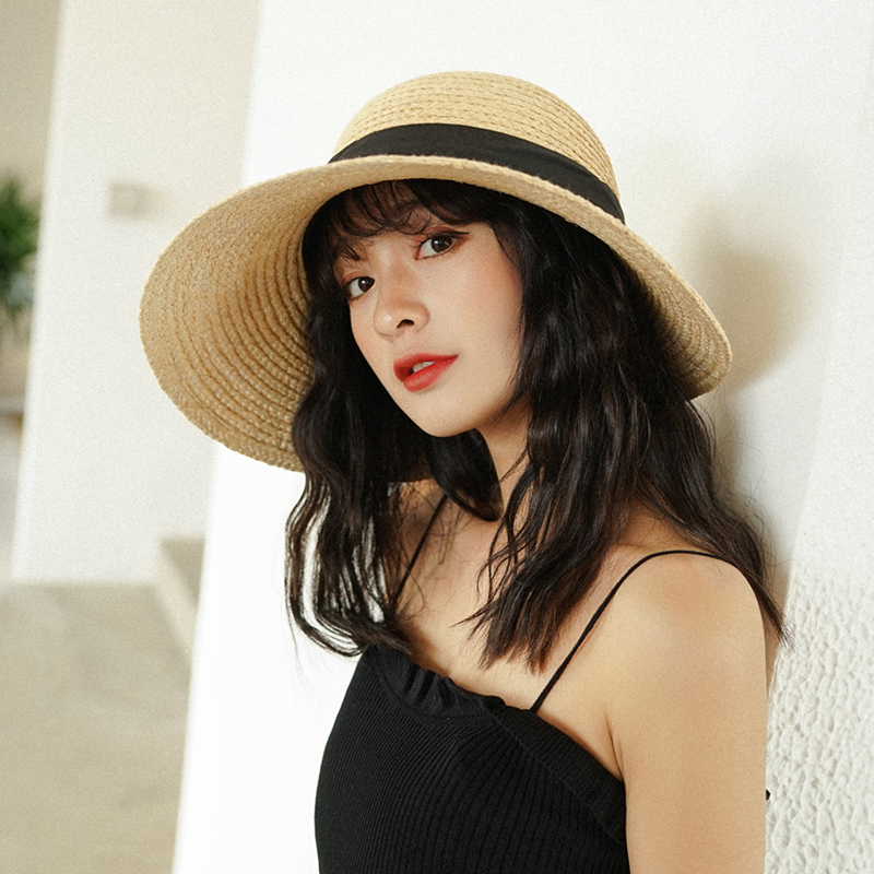 拉菲草盆帽草帽女夏小清新沙滩帽海边度假渔夫帽出游防晒遮阳帽子|msdalam kategori Aksesori/Belt kulit/Hat/Muffler, Hat - dari Buy2taobao.com untuk memberikan perkhidmatan ejen Taobao profesional membeli