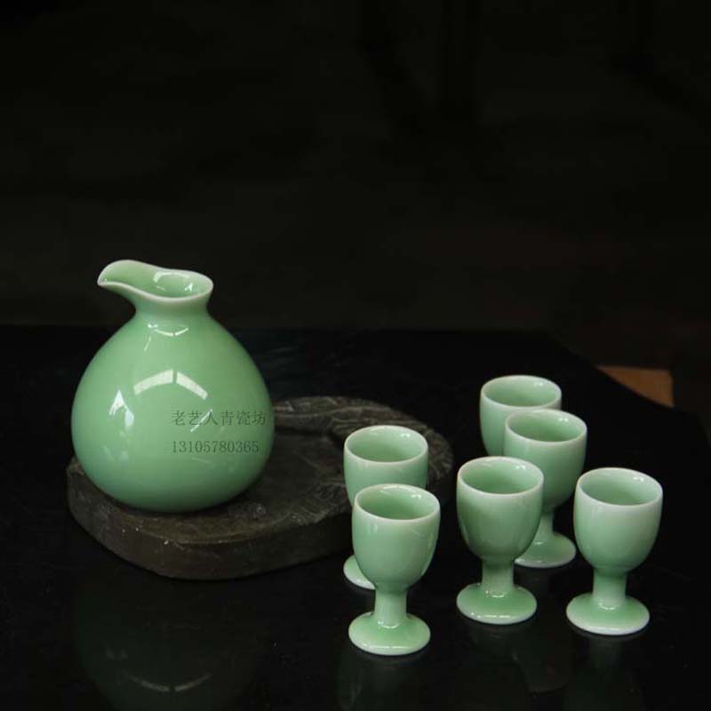 新春龙泉青瓷 温酒器烫酒壶家用 送礼酒具酒壶瓷器日式酒杯七件套|ruв категории посуда, до дна/бокал/вино, вино suite - от Buy2taobao.com для оказания профессиональной услуги покупки агента Taobao