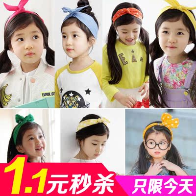 发饰韩国儿童头饰蝴蝶结发箍兔耳朵发带铁丝日韩版宽边头箍套发卡