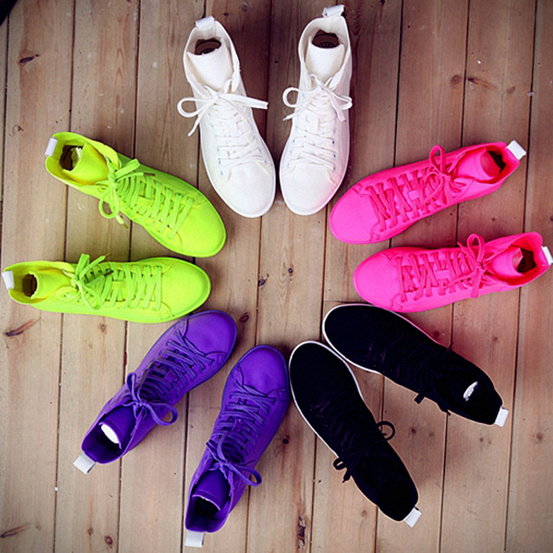 2019 Spring sugar Fruit color Gaobang canvas shoe leisure time Duck shoes Korean Edition Frenum Stretch fabric Flat bottom studentin the Women's Shoes, Canvas shoes category - from Buy2taobao.com to provide professional Taobao agent buy service