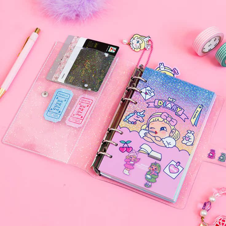 Cartoon girl starlight transparent pvc Loose leaf notebook ins girl diary A6 Loose-leaf Hand account The schedulein the Electronic Dictionary/Electronic paper book/Stationery , The paper book , Notebook/Notepad category - from Buy2taobao.com to provide professional Taobao agent buy service