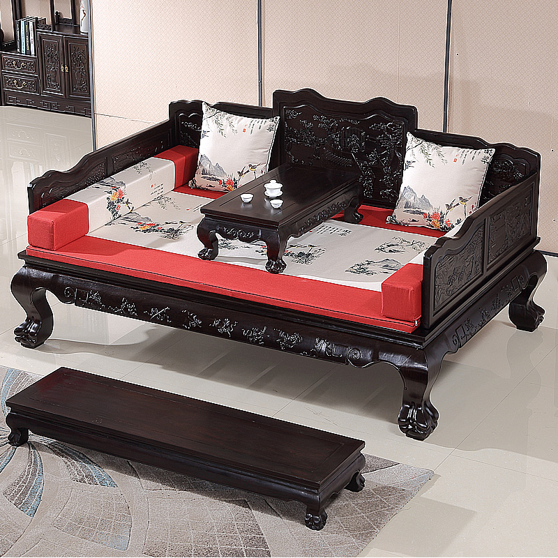 Ebony Ocean bed Chinese antique brick bed warmed by fire underneath Big bed Couch Gray leather Wooden windmill Rosewood Solid wood furniturein the Residential furniture , Beds , Ocean bed category - from Buy2taobao.com to provide professional Taobao agent buy service