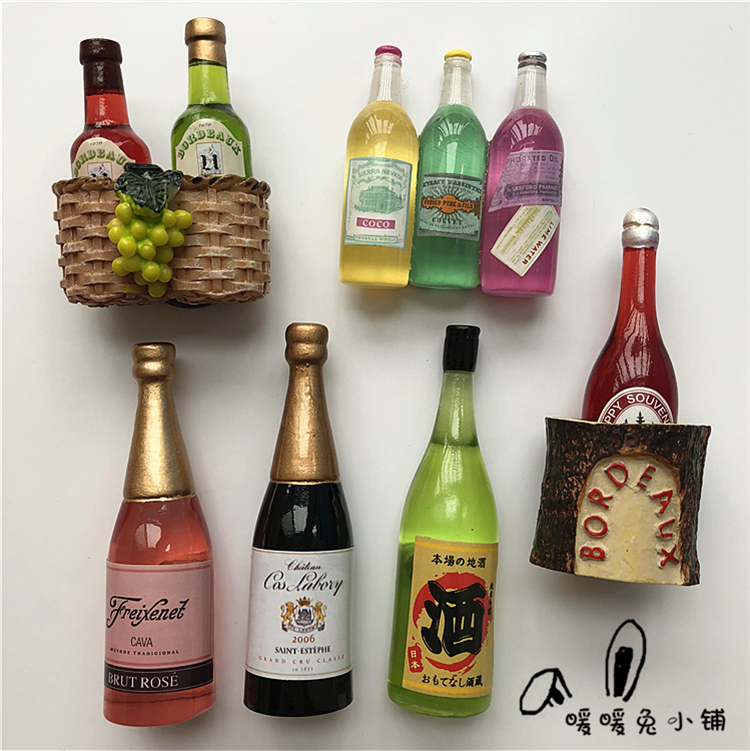 【6个包邮】暖暖兔小铺仿真创意红酒香槟酒瓶树脂冰箱贴立体磁贴|ruв категории Домашний быт, наклейки, магнитные наклейки холодильник - от Buy2taobao.com для оказания профессиональной услуги покупки агента Taobao
