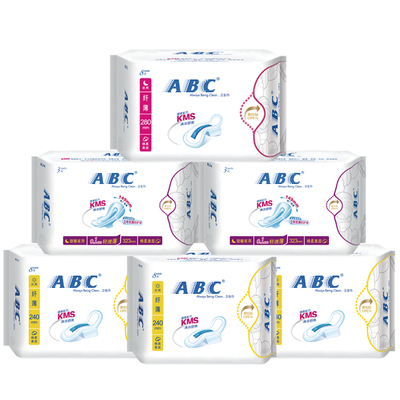 ABC卫生巾纤薄棉柔排湿表层日用+夜用6包 大包装