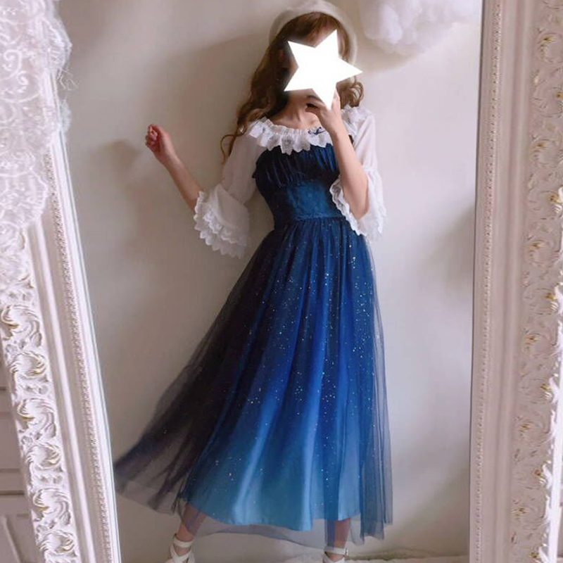 繁星之城軟妹日常小禮服裙原創lolita jsk高腰漸變星空連衣裙現貨在類目 模玩/動漫/周邊/cos/桌遊, 二次元洛麗塔, 洛麗塔/軟妹裝/洋裝中 - 來自Buy2taobao.com提供專業的淘寶代購服務