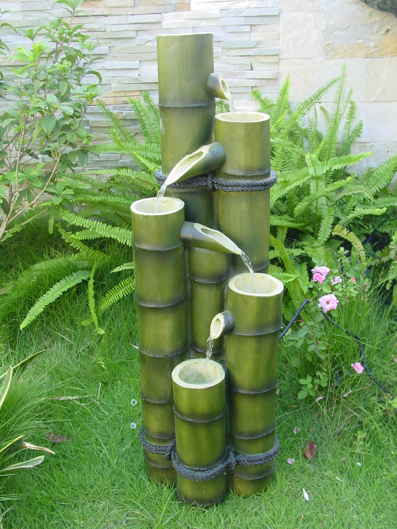 水乡故事竹报平安 风水摆件流水喷泉工艺品装