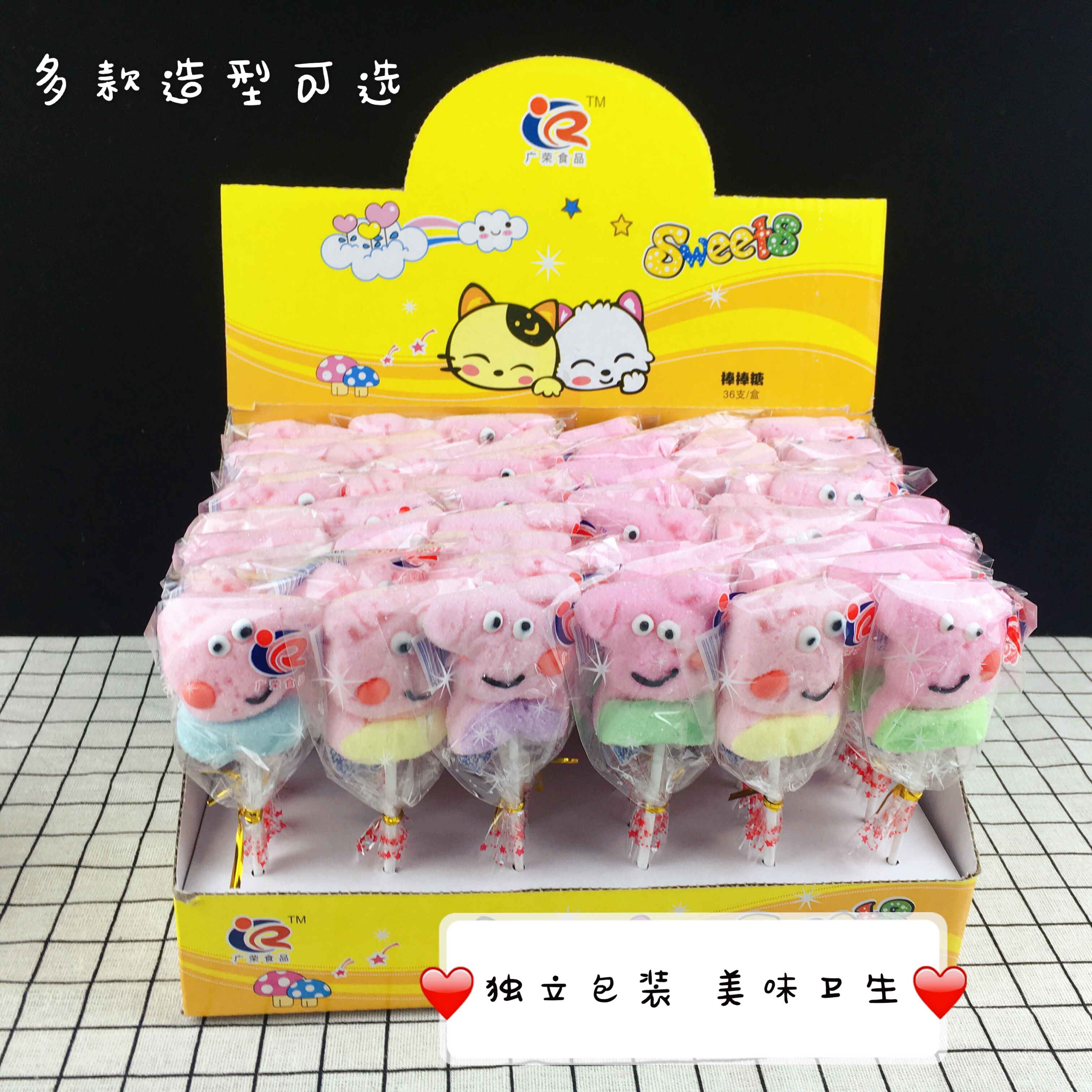 小猪佩琦 棉花糖 甜甜圈零食 粉红猪小妹 卡通儿童糖果48支一盒装|ruв категории закуски/орехи/специальность, конфеты/желе/пудинг, конфеты - от Buy2taobao.com для оказания профессиональной услуги покупки агента Taobao