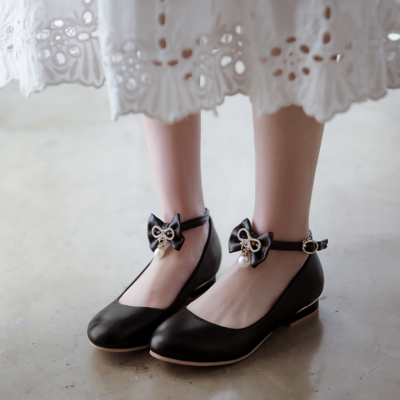 girl Single shoes lovely bow CUHK student girl 10-12 Ping heel 13 Princess shoes 15 leather shoesin the Shoes/Baby Shoes/Parent-child shoes , Leather shoes category - from Buy2taobao.com to provide professional Taobao agent buy service