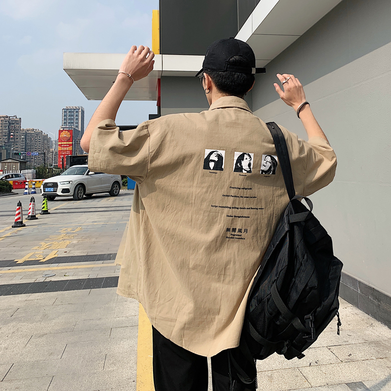 @纨酷派 男士衬衫短袖夏季2019新款韩版潮流宽松印花百搭打底衬衣|ruв категории Мужская одежда, рубашка - от Buy2taobao.com для оказания профессиональной услуги покупки агента Taobao