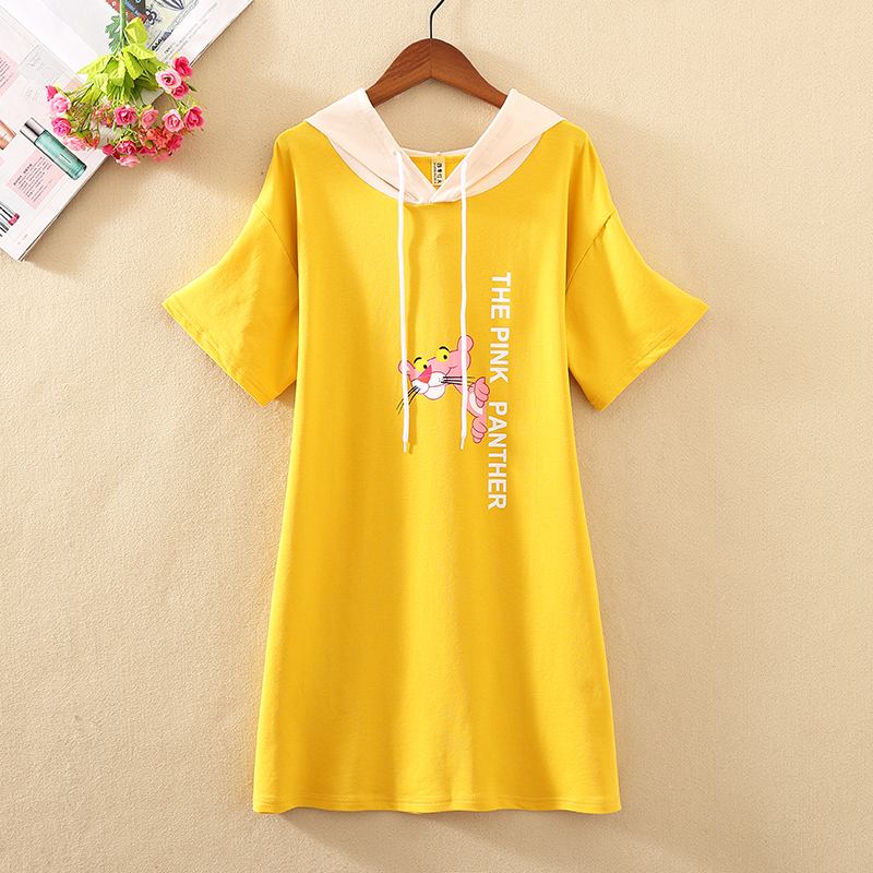 Mid length version motion Hooded Sweater summer 2019 new pattern Short sleeved Large Easy Show thin Dressin the Women's clothing/Boutique , Large size women category - from Buy2taobao.com to provide professional Taobao agent buy service