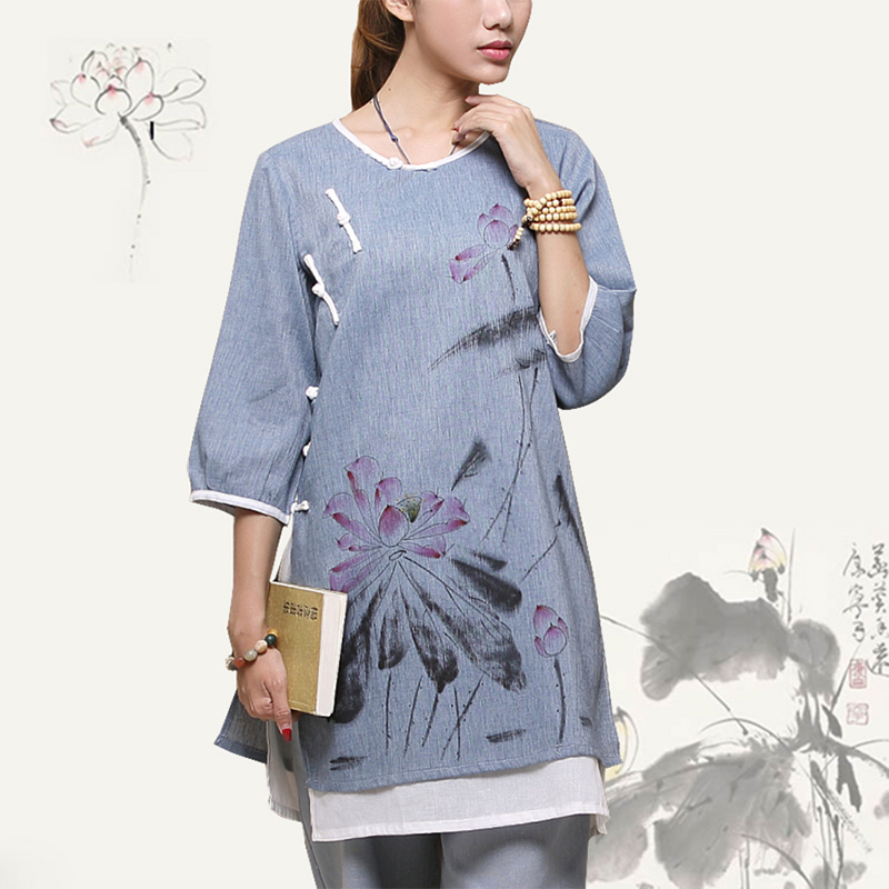 Ethnic Women Hand drawn Ink Lotus Chinese style Improvement meditation Cotton and hemp Chinese style jacketin the Women's clothing/Boutique , Costume/National costume/Stage costumes , Costume/Chinese clothing , Jacket category - from Buy2taobao.com to provide professional Taobao agent buy service