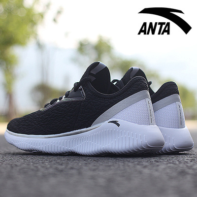 安踏运动鞋男鞋黑武士2019新款春季休闲鞋长跑鞋黑色男士跑步鞋子