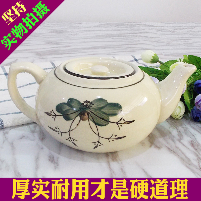 中式陶瓷泡茶壶凉水单个壶陶瓷酒楼耐高温餐厅饭店酒店冷水大码厚|msdalam kategori pinggan mangkuk, set teh, teko - dari Buy2taobao.com untuk memberikan perkhidmatan ejen Taobao profesional membeli