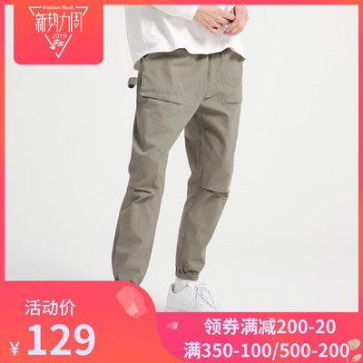 工装裤男原创潮牌ulzzang小脚裤百搭束脚裤新款男士多口袋休闲裤