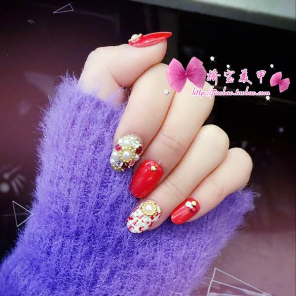 包邮娇宝新年日系光疗手工新娘假指甲美甲贴片成品短款可爱孕妇|msdalam kategori Alat solek/minyak wangi/kecantikan, alat kuku - dari Buy2taobao.com untuk memberikan perkhidmatan ejen Taobao profesional membeli