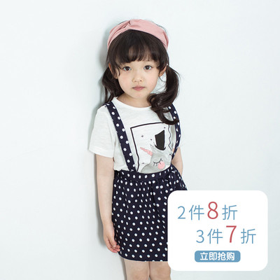 2/3植木童装夏季新款波点背带裙百搭圆点半身裙甜美风公主连衣裙