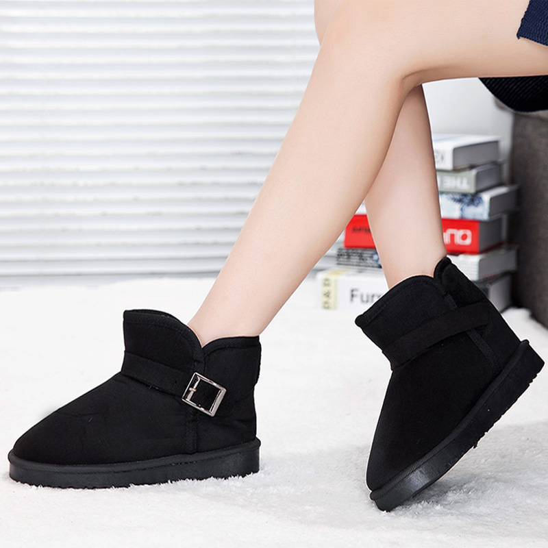Snow boots women 2018 Korean Edition Plush thickening keep warm Buckle lovers Short tube Cotton-padded shoes Versatile student Bread Shoesin the Women's Shoes, Boots category - from Buy2taobao.com to provide professional Taobao agent buy service