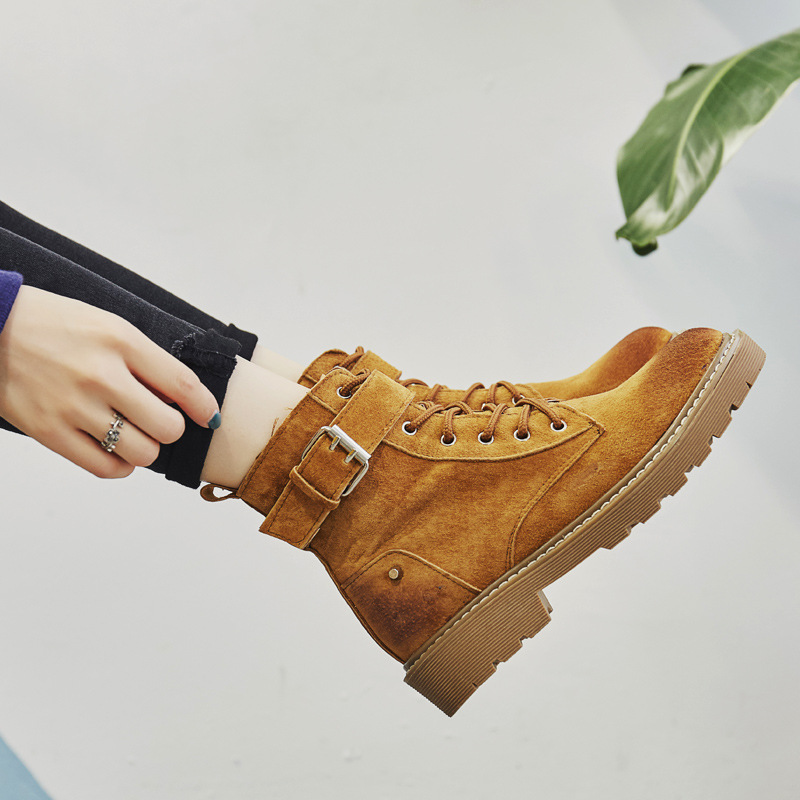 Martin Women's Boots 2019 new pattern spring and autumn Single boots Belt buckle rivet Retro British style Single shoes Light tanin the Women's Shoes, Boots category - from Buy2taobao.com to provide professional Taobao agent buy service