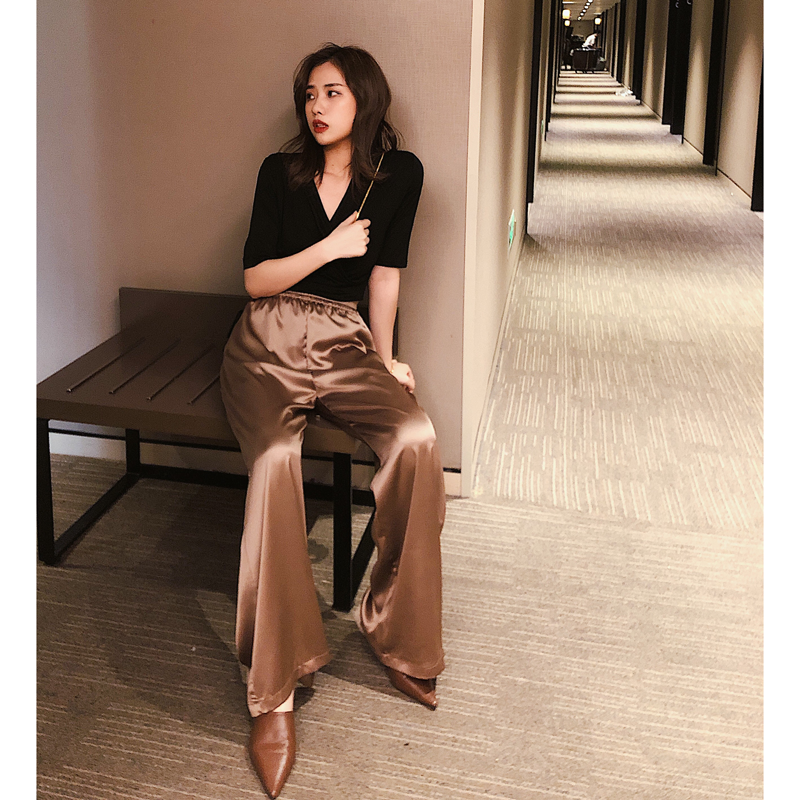 Drape Mopping the floor trousers children 2019 summer Simplicity Texture Show thin Easy Satin Wide leg pants Paige Bigfoot pantsin the Women's clothing/Boutique , Pants , Casual pants category - from Buy2taobao.com to provide professional Taobao agent buy service