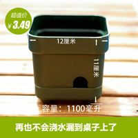 墨绿盆-清洗仿地气加厚四足盆新版多肉蓄水方