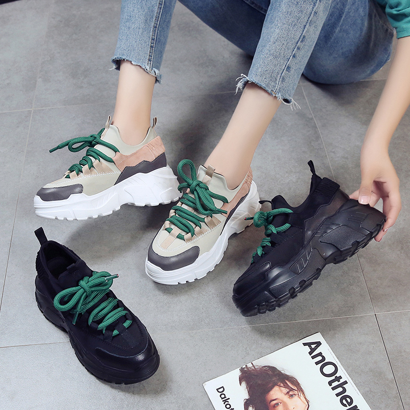 gym shoes Korean Edition ulzzang Harajuku Versatile The increase in Women's Shoes 2019 new pattern leisure time The thickness of the bottom Diddyin the Women's Shoes, Low shoes category - from Buy2taobao.com to provide professional Taobao agent buy service