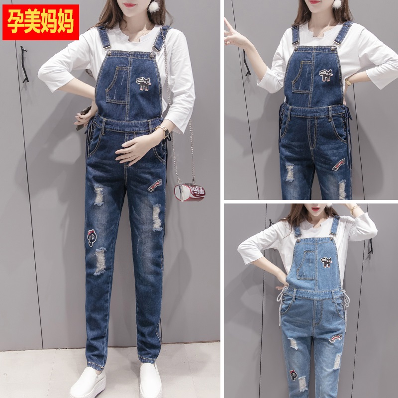 孕妇装背带裤春夏2019韩版新款宽松潮妈怀孕期春装套装牛仔裤子女|ruв категории Всё для беременных и кормящих, брюки для беременных женщин/опорный брюшной брюки, женские брюки с бретелями - от Buy2taobao.com для оказания профессиональной услуги покупки агента Taobao