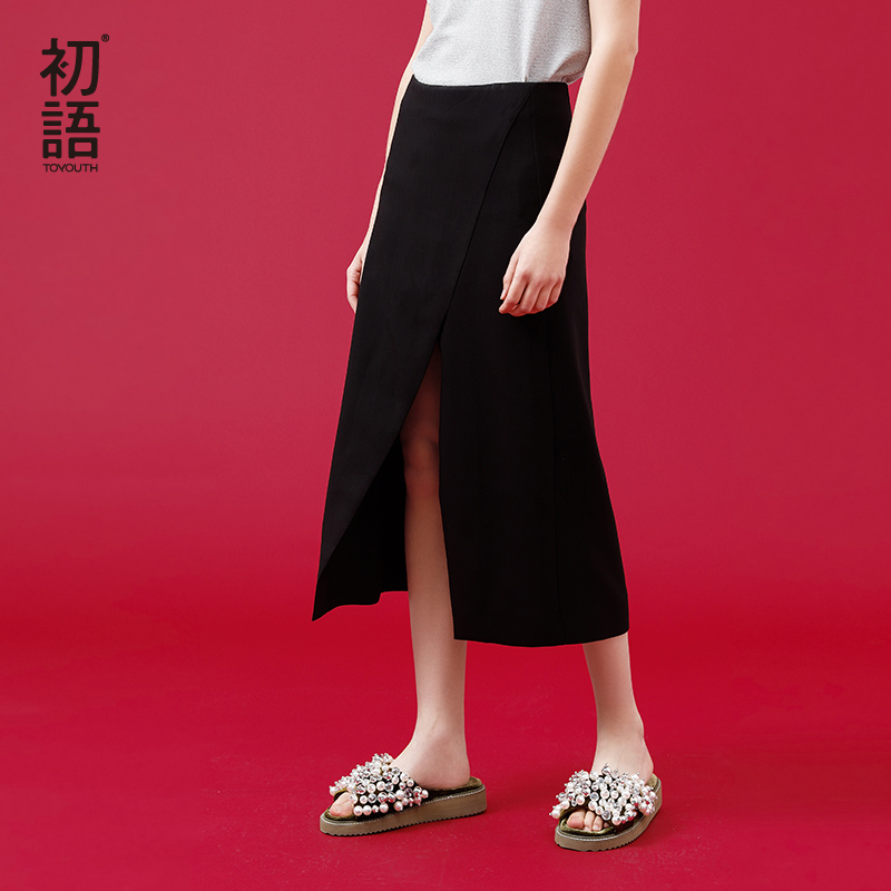 初語夏季 黑色中腰修身顯瘦開衩中長裙A擺時尚港味半身裙女A字裙在類目 女裝/女士精品, 半身裙中 - 來自Buy2taobao.com提供專業的淘寶代購服務