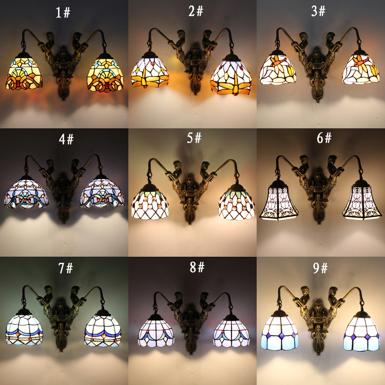 European style mermaid Wall lamp bedroom Bedside stairs TOILET Double head Wall lamp Tiffany Strange new Wall lampin the Decoration main material , Lamps , Wall lamp category - from Buy2taobao.com to provide professional Taobao agent buy service