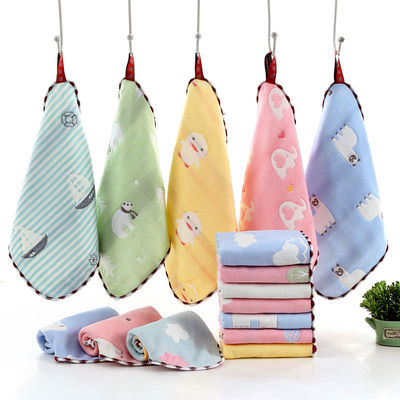 【5条装】6层纯棉 纱布方巾 婴儿口水巾 幼儿园全棉小毛巾方巾