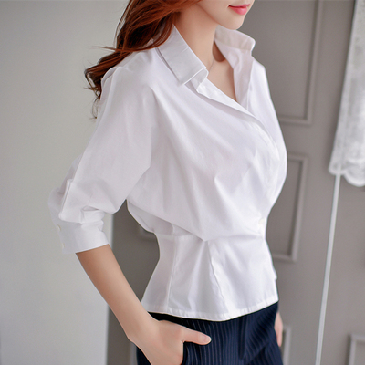 白衬衫女设计感小众 衬衣气质时尚洋气2019春装新款白色心机上衣