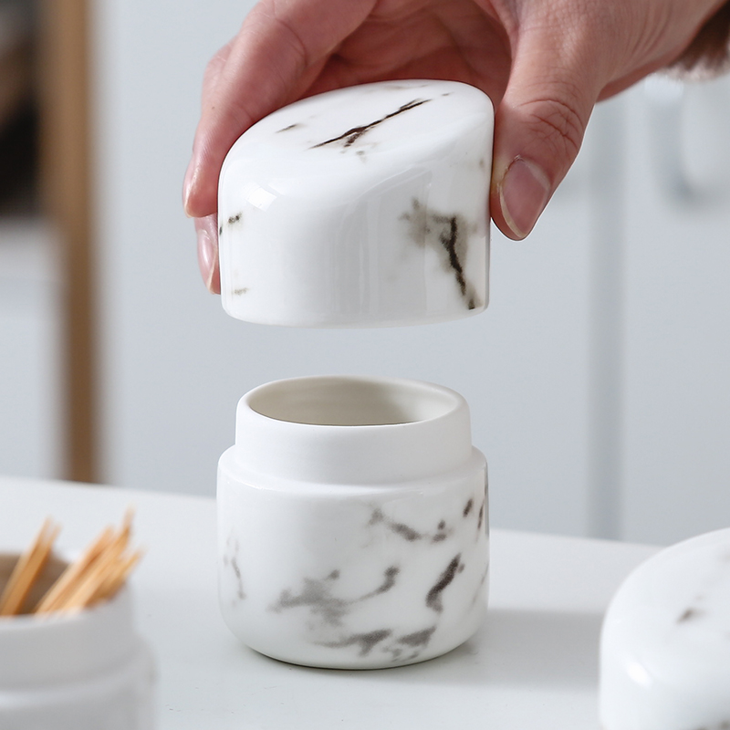北欧风陶瓷牙签盒 餐桌茶几大理石纹时尚掀盖款牙签筒牙签收纳罐在类目 餐饮具, 餐具, 配套瓷器, 牙签筒中 - 来自Buy2taobao.com提供专业的淘宝代购服务