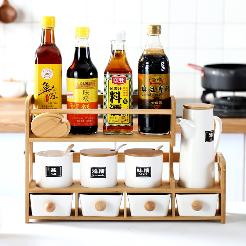 厨房用品调料盒套装盐罐收纳盒瓶家用佐料置物架油壶组合装在类目 厨房/烹饪用具, 厨用小工具/厨房储物, 储物瓶罐/厨房储物器皿, 调味瓶罐中 - 来自Buy2taobao.com提供专业的淘宝代购服务