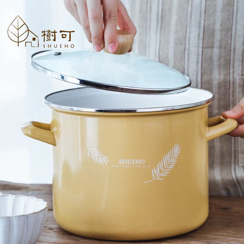 珐琅 20cm羽叶双耳燃气家用加厚汤锅搪瓷大容量炖锅在类目 厨房/烹饪用具, 烹饪用具, 锅具/煲/烧水壶, 汤锅中 - 来自Buy2taobao.com提供专业的淘宝代购服务