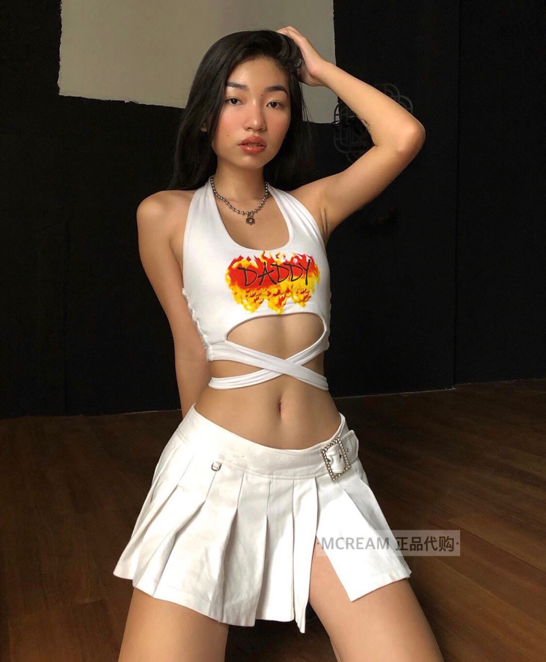 正品特快直邮Omighty @daddy火焰英文印花露背绑带背心|ruв категории Женская одежда, жилет подтяжки - от Buy2taobao.com для оказания профессиональной услуги покупки агента Taobao