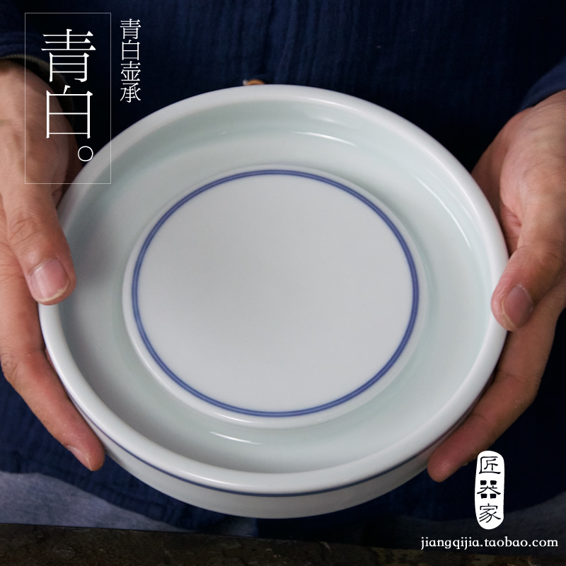 匠器家景德镇正品纯手工青白釉功夫茶具青花双线干泡壶承|msdalam kategori pinggan mangkuk, set teh, Majlis teh/dengan sifar - dari Buy2taobao.com untuk memberikan perkhidmatan ejen Taobao profesional membeli