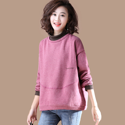 衣品乐原创大码半高领套头卫衣女加绒加厚胖MM冬季新款宽松外套