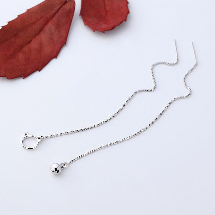 s925 Sterling Silver Kitty have more cash than can be accounted for tassels Ear line Hearts Little bell Earrings Korean Edition lovely fashion personality giftin the Accessories/Fashion Jewelry, Earring , Ear wire category - from Buy2taobao.com to provide professional Taobao agent buy service