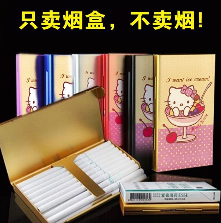 烟盒女士20支装铝合金细长超薄加长女生创意便携爱喜香菸盒韩国酷在类目 ZIPPO/瑞士军刀/眼镜, 烟具, 烟盒中 - 来自Buy2taobao.com提供专业的淘宝代购服务