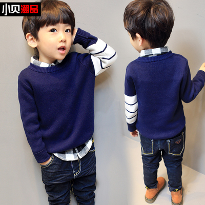 小贝潮品男童毛衣套头加厚2016新款冬装童装