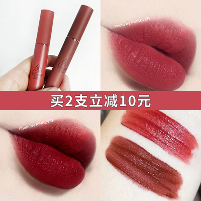 新款现货 韩国3ce唇釉雾面哑光秋冬液体口红豆沙色姨妈色
