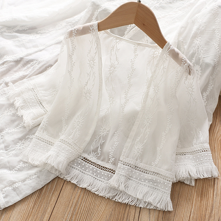 Children's clothing girl Chiffon Lace coat Little Girl Sunscreen tassels air conditioner Parenting Mother and daughter Sunscreenin the Children/Baby/Family fitted , Sweaters/Knitwear category - from Buy2taobao.com to provide professional Taobao agent buy service