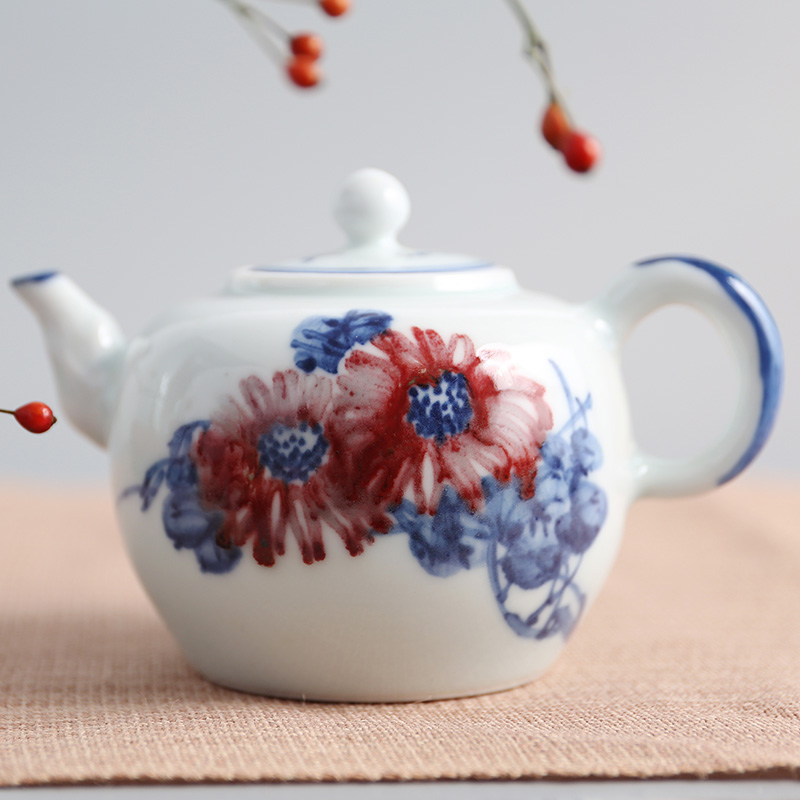 青花瓷壺景德鎮釉裏紅圓壺梅花茶壺秋菊汪淑珍手繪瓷壺收藏級在類目 餐飲具, 茶具, 茶壺中 - 來自Buy2taobao.com提供專業的淘寶代購服務
