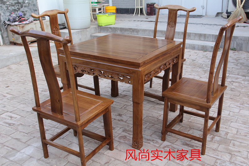 榆木方形餐桌椅兩用飯桌八仙桌靈芝方桌實木長方形飯桌家用新中式在類目 住宅傢俱, 桌類, 餐桌中 - 來自Buy2taobao.com提供專業的淘寶代購服務