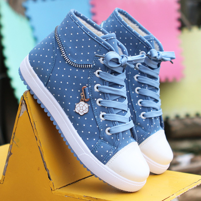 冬天学生帆布鞋女冬季新款高帮平底休闲少女布