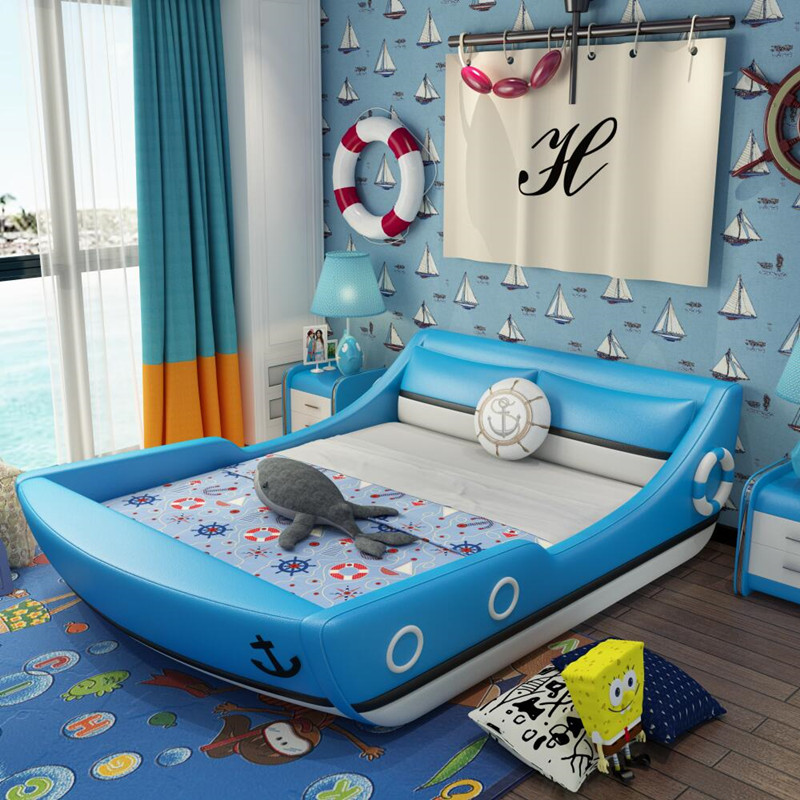 Children bed boy Single Cartoon bed guardrail girl princess 1.21.5 personality pirate Sailing Leather bedin the Residential furniture , Beds , Children's beds category - from Buy2taobao.com to provide professional Taobao agent buy service