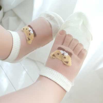 夏季宝宝水晶丝袜儿童超薄款纯棉婴儿男童女童透气网眼短袜子