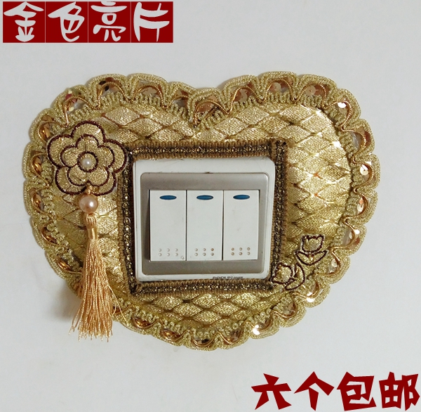 6 golden violet Embroidery Sequins Switch Cover Fabric art Wall Switch Sticker Power protection coverin the Home Fabric , Dust protection cover , Switch Cover category - from Buy2taobao.com to provide professional Taobao agent buy service