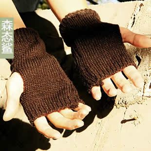 韩版短长款保暖露指针织毛线手套